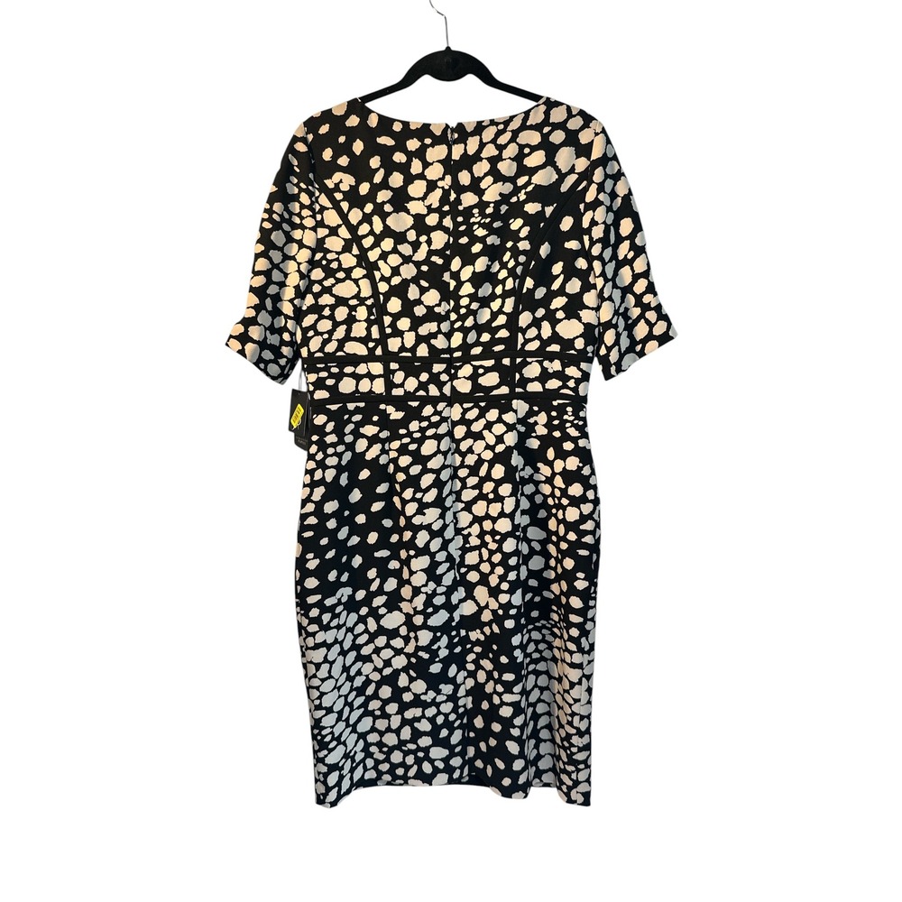 NWT, Adrianna Papell Womens Black White Pebble Print Sheath Dress - Picture 3 of 7